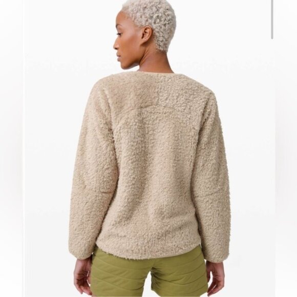 Lululemon Women Oh So Sherpa Full Zip Cozy Beige/Tan Sherpa Jacket Size 12 NWT - Picture 3 of 12